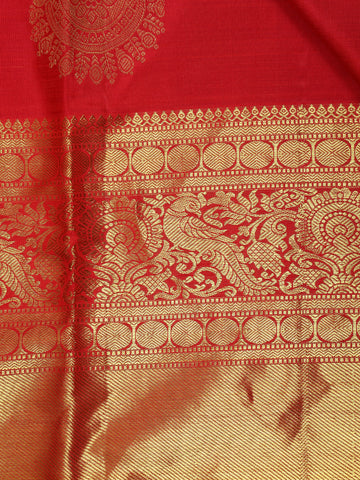 Red Floral Woven Pure Kanchipuram Silk Saree - Diadem