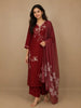 Red Floral and Bird Designed Cotton Salwar Suit