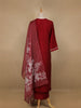 Red Floral and Bird Designed Cotton Salwar Suit - Diadem