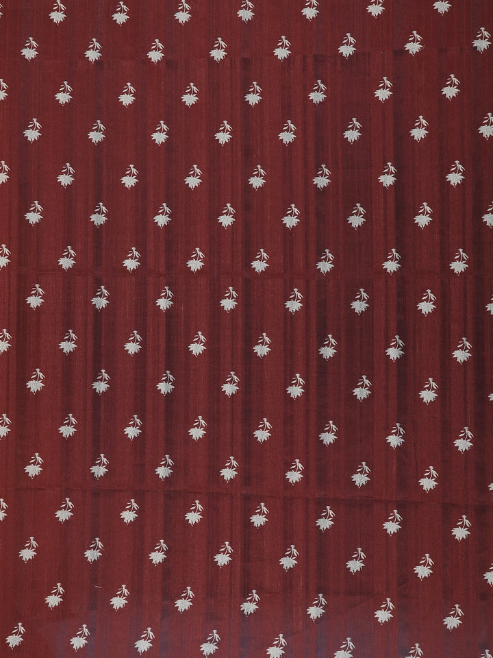 Red Floral Designed Semi Tussar Saree - Diadem