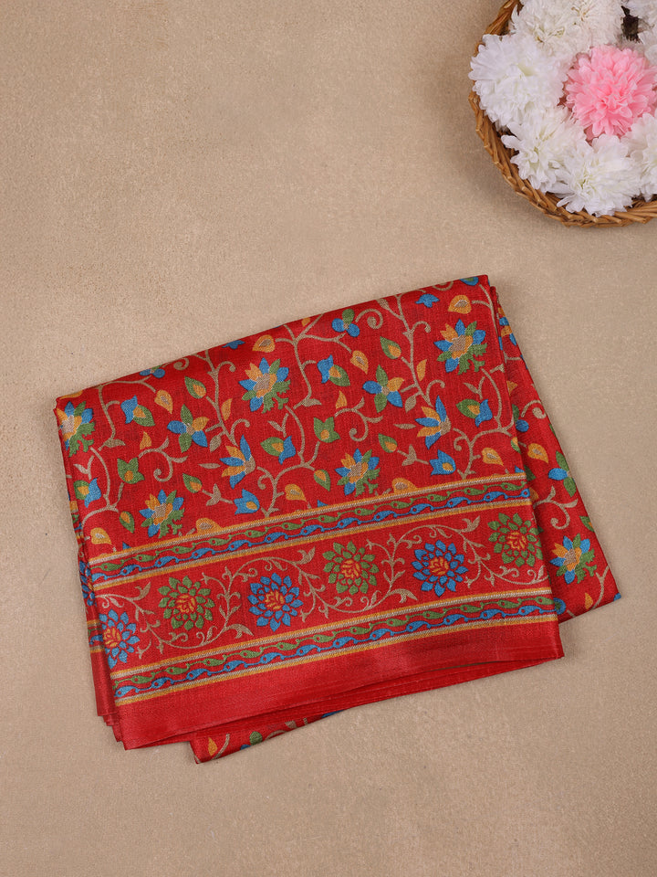 Red Floral Prints Fancy Georgette Saree - Diadem