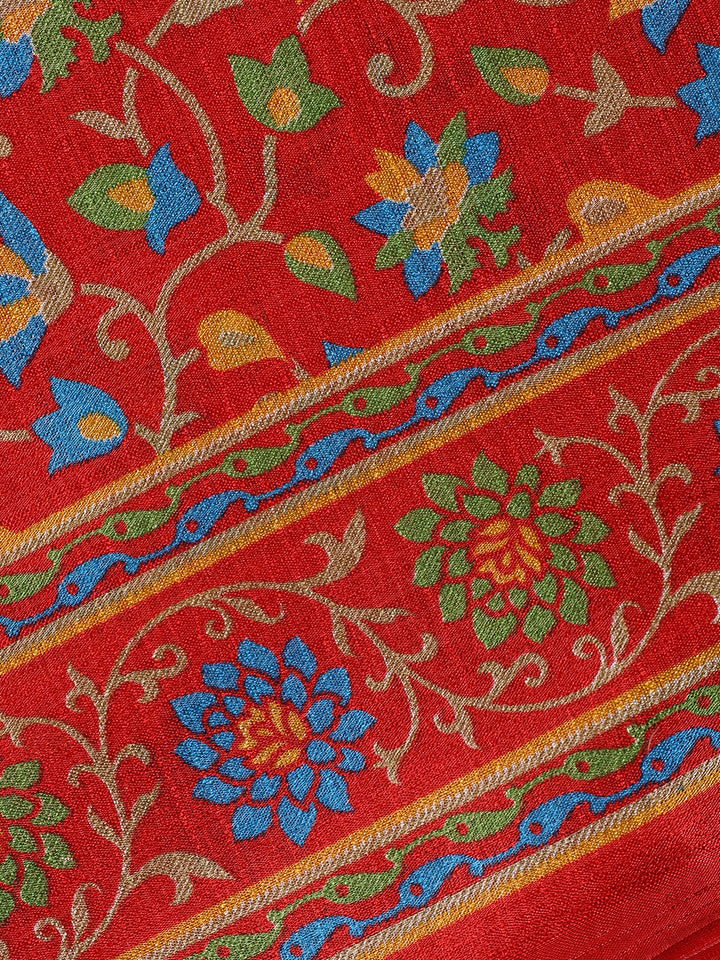 Red Floral Prints Fancy Georgette Saree - Diadem