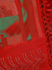Red Geometric Checked Print with Beaded Synthetic Saree - Diadem