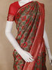 Red & Green Floral Design Banarasi Silk Saree