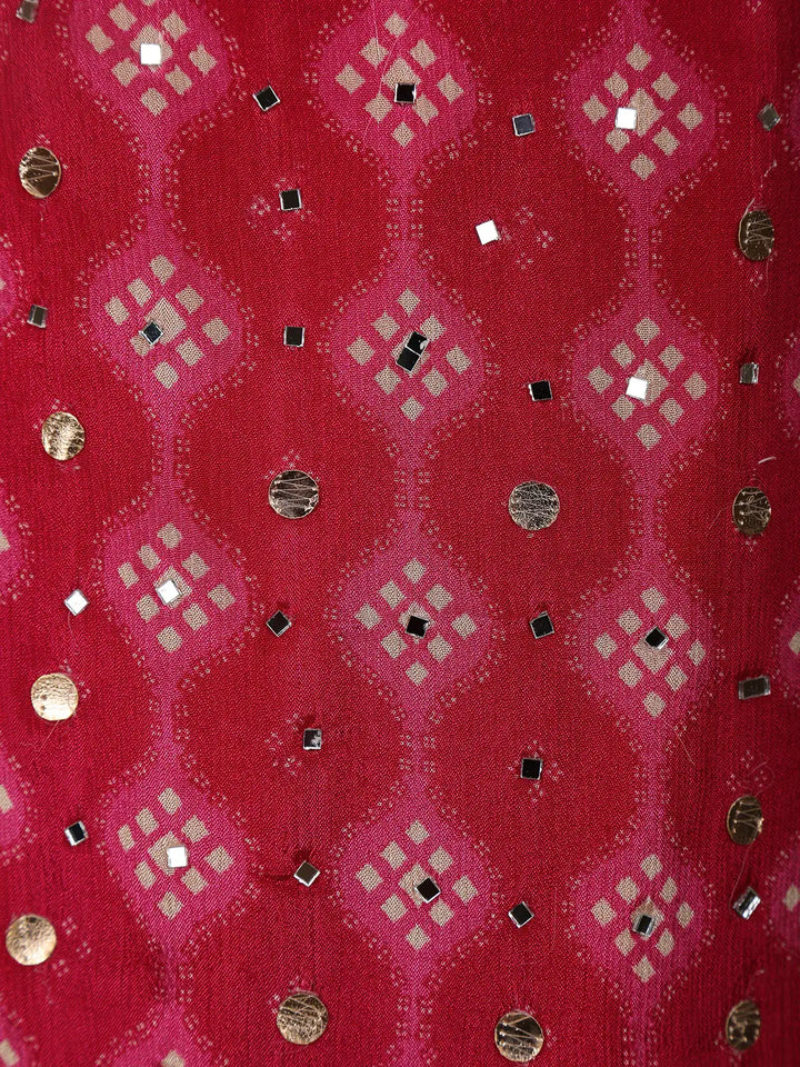 Red Mirror Designed Crepe Salwar Suit - Diadem