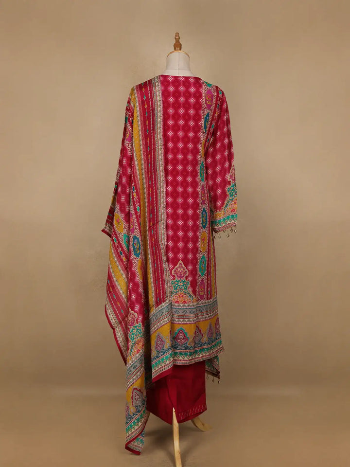 Red Mirror Designed Crepe Salwar Suit - Diadem