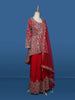 Red Mirror Embroidered Georgette Palazzo Salwar Suit - Diadem
