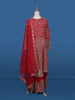 Red Mirror Embroidered Georgette Palazzo Salwar Suit - Diadem