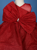 Red One-Shoulder Glitter Party Net Frock with Rhinestone Bow