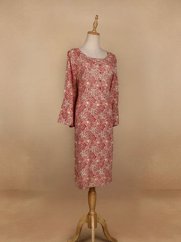 Red Paisley Printed Cotton Kurti - Diadem