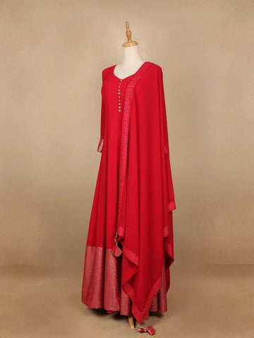 Red Panel Designed Anarkali Georgette Gown - Diadem