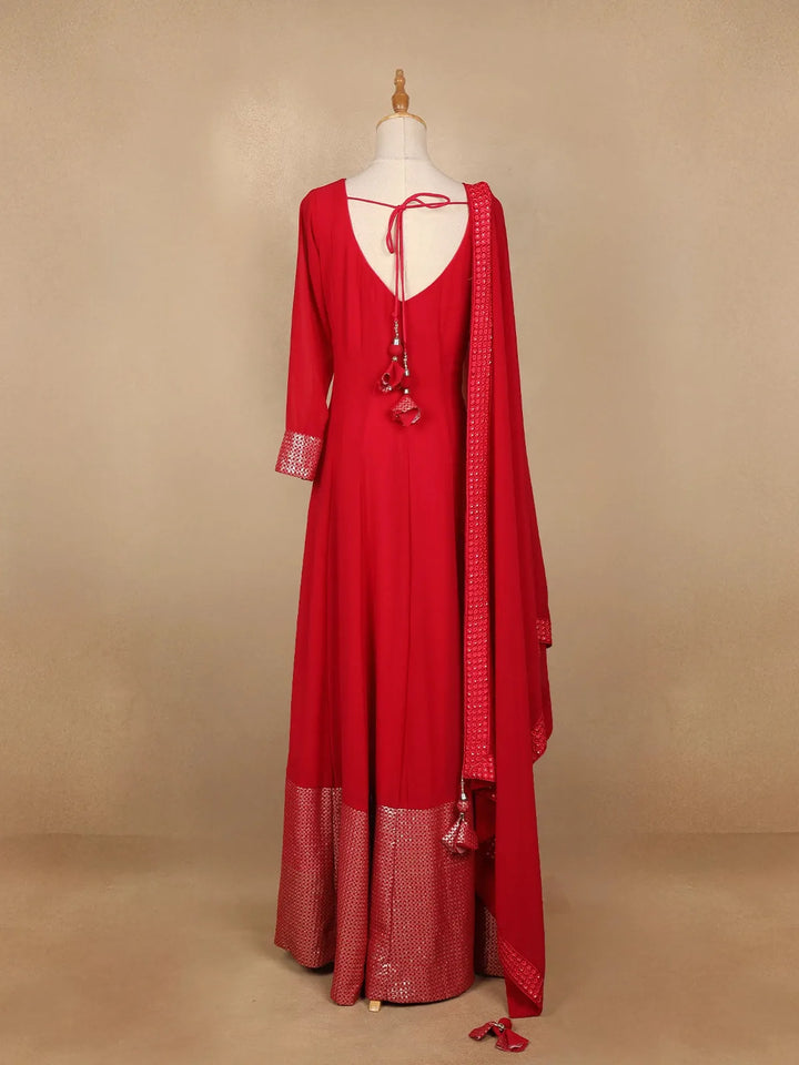 Red Panel Designed Anarkali Georgette Gown - Diadem