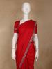 Red Satin Fancy Saree with Designed Border - Diadem