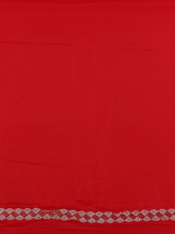 Red Satin Fancy Saree with Designed Border - Diadem
