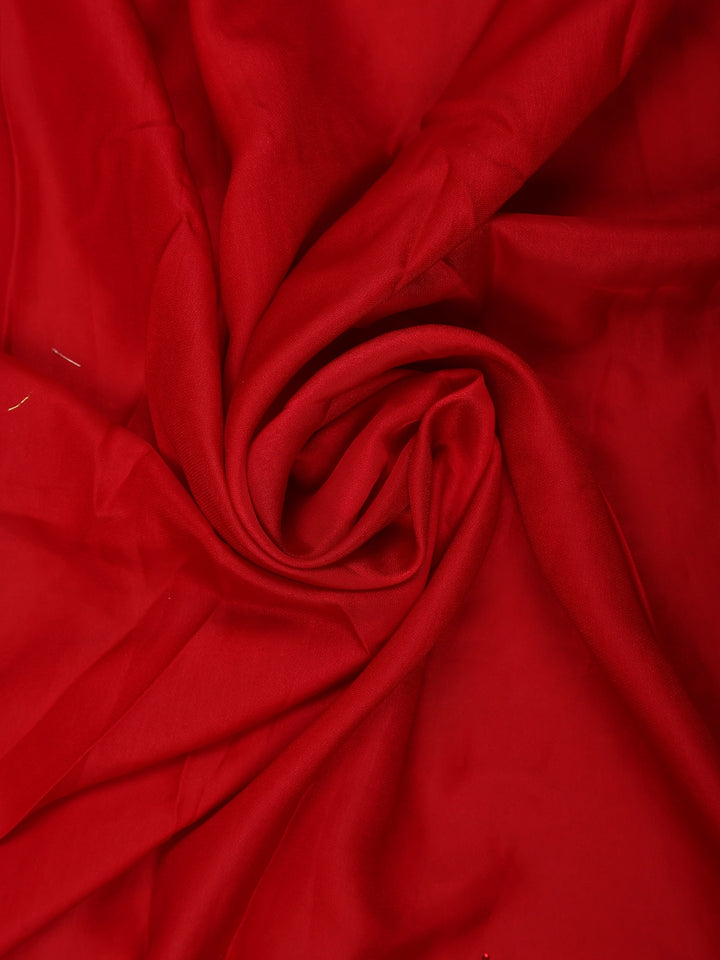 Red Satin Fancy Saree with Designed Border - Diadem