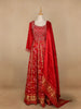 Red Semi Silk Floral Embroidery Party Wear Gown