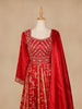 Red Semi Silk Floral Embroidery Party Wear Gown