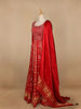Red Semi Silk Floral Embroidery Party Wear Gown
