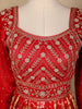 Red Semi Silk Floral Embroidery Party Wear Gown