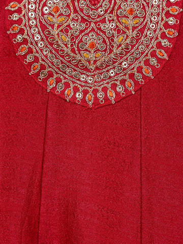 Red Sequins Design Printed Semi Silk Anarkali Salwar Suit - Diadem