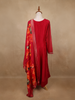 Red Sequins Design Printed Semi Silk Anarkali Salwar Suit - Diadem