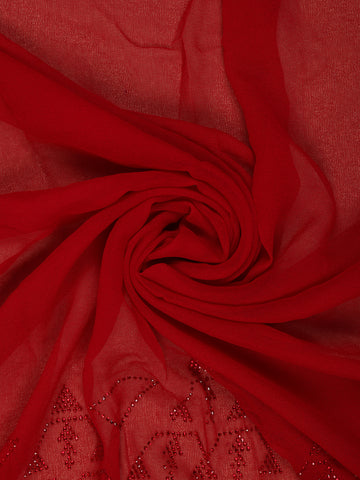 Red Sequins Design Satin Saree - Diadem