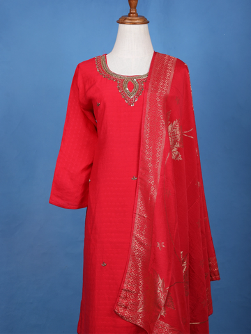 Red Sequins Designed Georgette Salwar Suit - Diadem