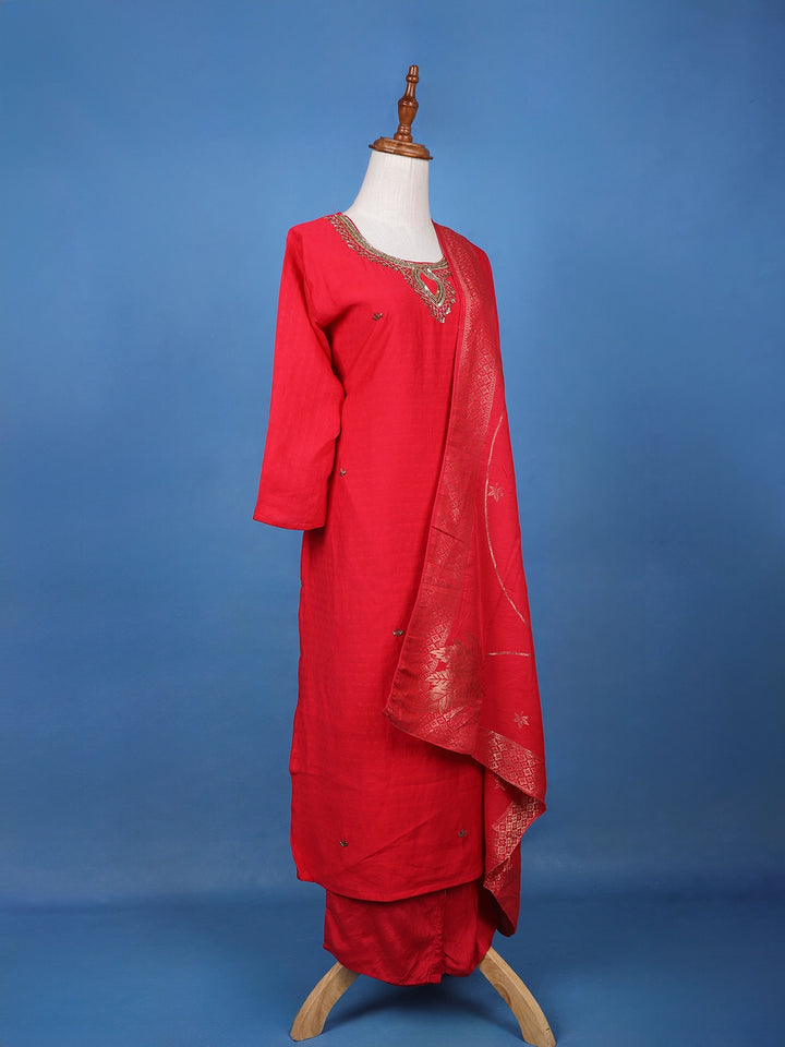 Red Sequins Designed Georgette Salwar Suit - Diadem