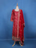 Red Sequins Embroidery Printed Georgette Salwar Suit - Diadem