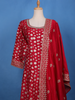 Red Sequins Embroidery Printed Georgette Salwar Suit - Diadem