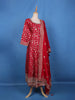 Red Sequins Embroidery Printed Georgette Salwar Suit - Diadem