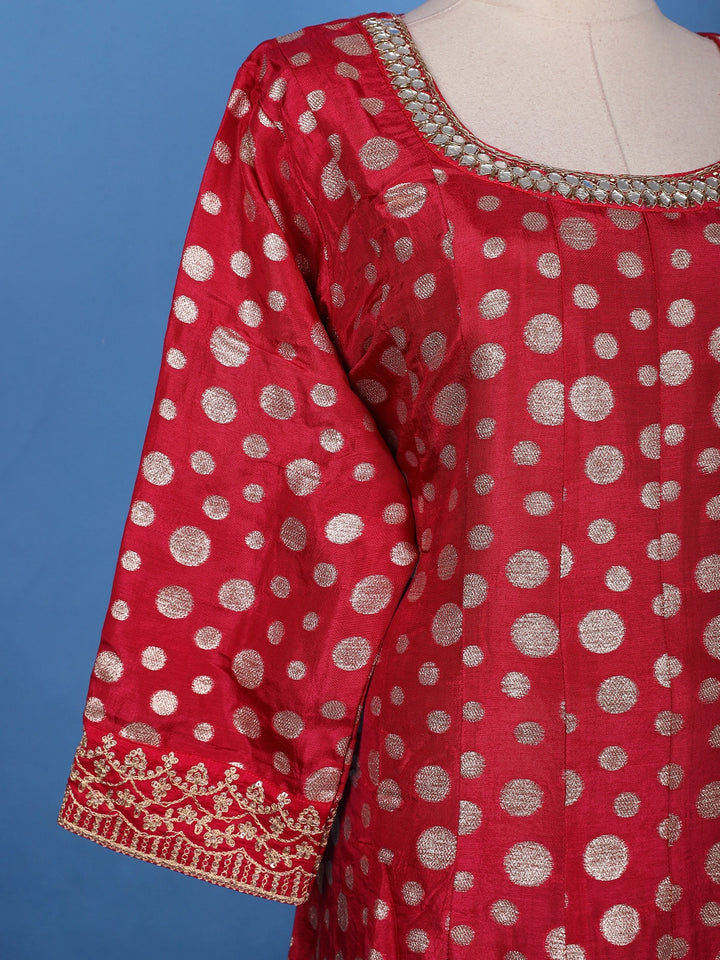 Red Sequins Embroidery Printed Georgette Salwar Suit - Diadem