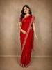 Red Sequins and Beads Embroidered Design Space Silk Party Wear Saree
