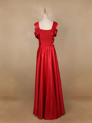 Red Solid Design Organza Party Wear Gown - Diadem