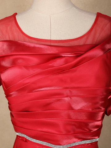Red Solid Design Organza Party Wear Gown - Diadem