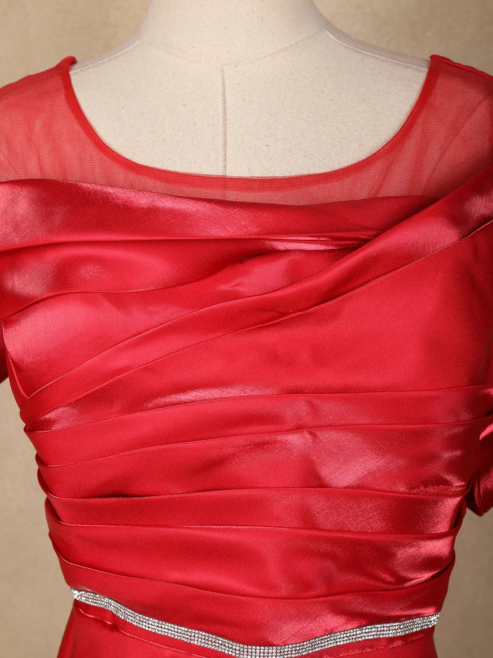 Red Solid Design Organza Party Wear Gown - Diadem