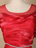 Bright Red Solid Design Organza Party Wear Gowns for Mother and Daughter