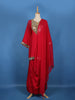 Red Solid Design Silk Cotton Straight Cut Salwar Suit