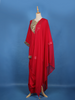 Red Solid Design Silk Cotton Straight Cut Salwar Suit