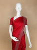Red Solid Satin Fancy Saree with Designed Border