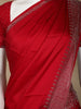 Red Solid Satin Fancy Saree with Designed Border