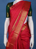 Red Striped Design Zari Border Silk Saree - Diadem
