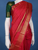 Red Striped Design Zari Border Silk Saree - Diadem