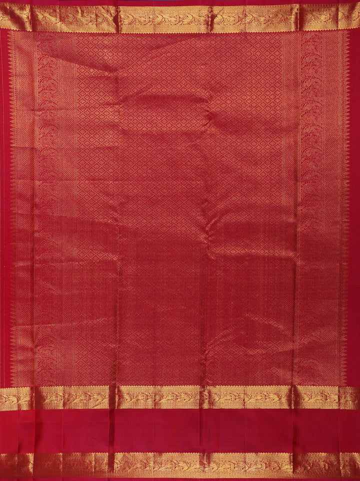 Red Striped Design Zari Border Silk Saree - Diadem