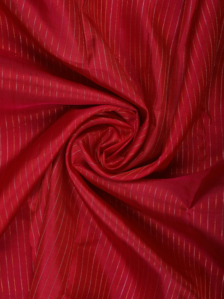 Red Striped Design Zari Border Silk Saree - Diadem