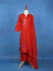 Red Thread Worked Cotton Salwar Suit - Diadem