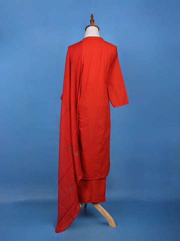 Red Thread Worked Cotton Salwar Suit - Diadem