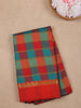 Red With Multicolor Checked Designed Woven Semi Silk Fancy Saree - Diadem