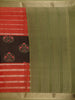 Red and Black Floral Butta Striped Design Mul Mul Cotton Saree with Zari Border