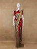 Red and Golden Beige Geometric Pattern Woven Tussar Silk Saree - Diadem